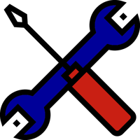 screwdriver and wrench overcrossed in an X formation